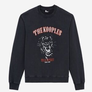 The Kooples Screen Printed Black Crewneck Leopard Sweatshirt